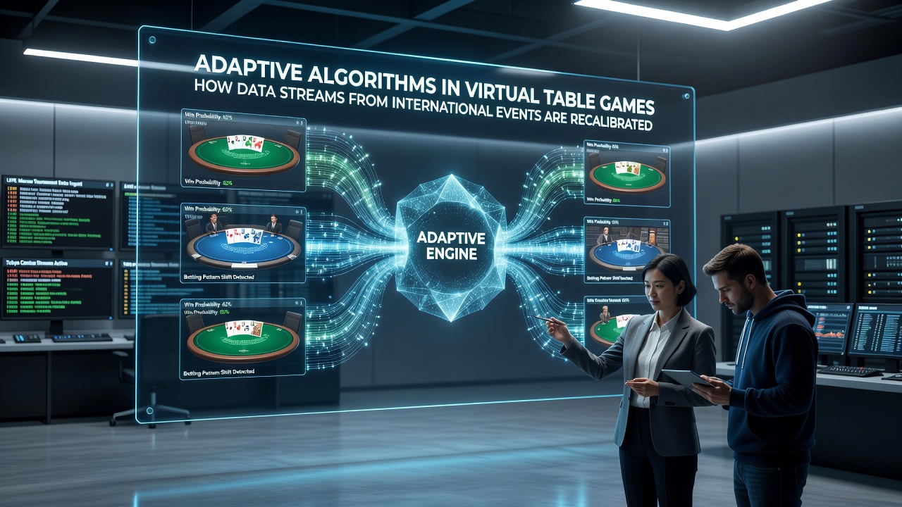 Mobile interface displaying recalibrated virtual table game sessions influenced by international data streams
