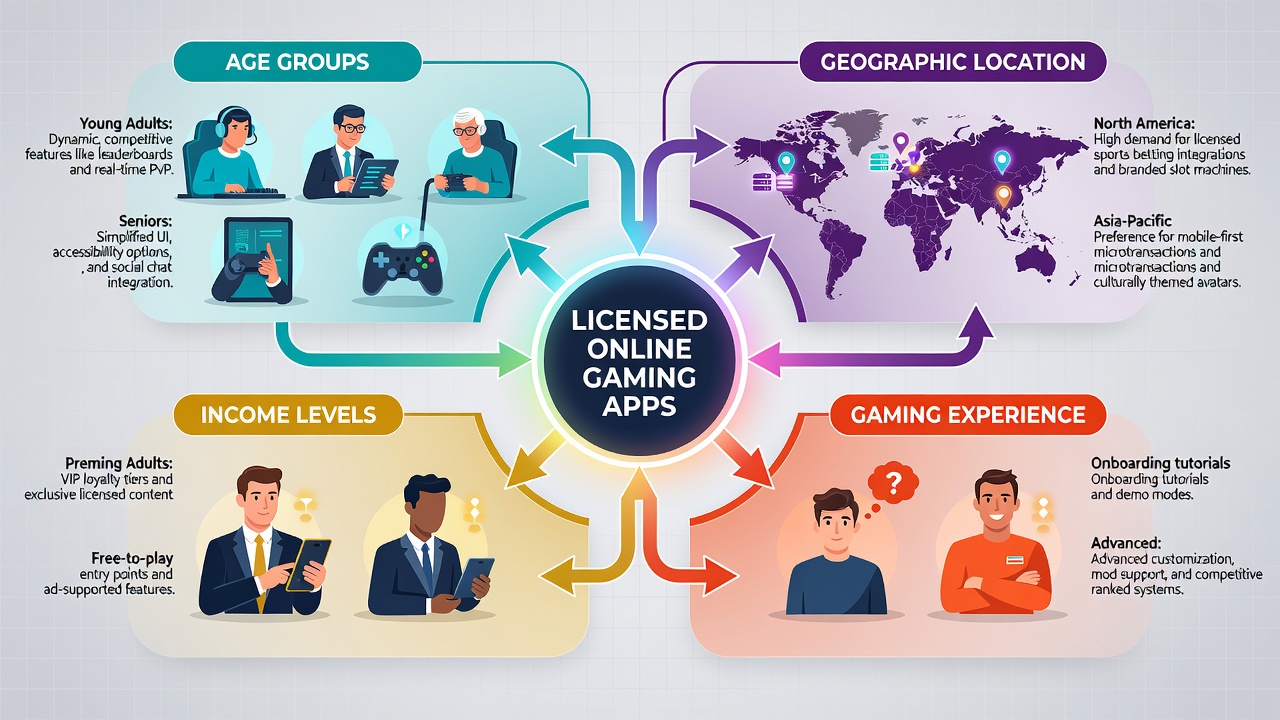 Player demographic segmentation charts from licensed gaming platforms