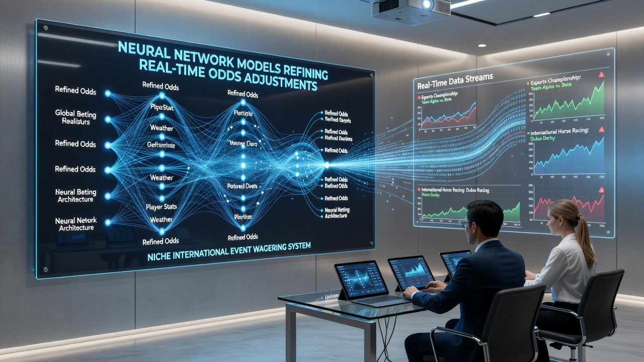Close-up of algorithmic dashboard displaying real-time neural network adjustments for international niche event odds