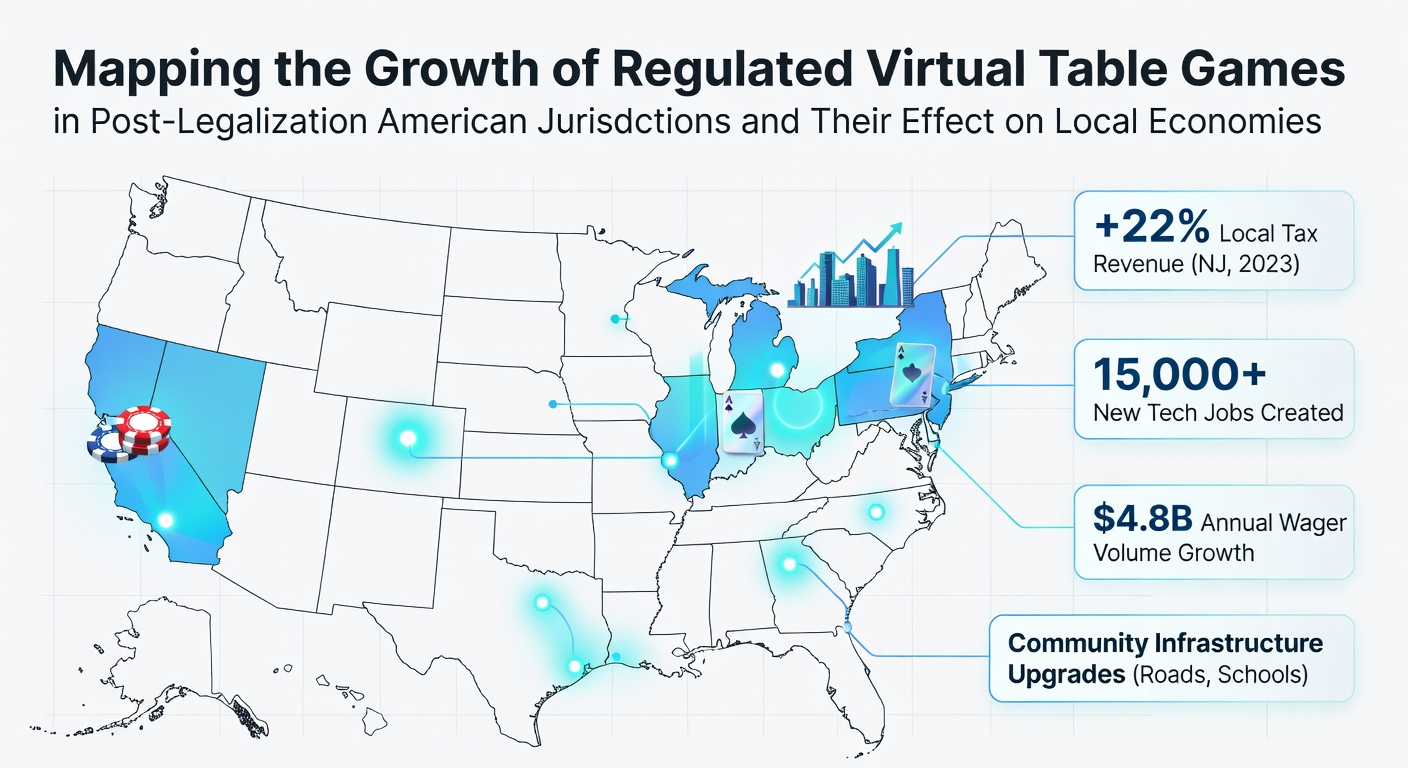 Growth chart showing regulated virtual table games expansion across American states with economic impact indicators