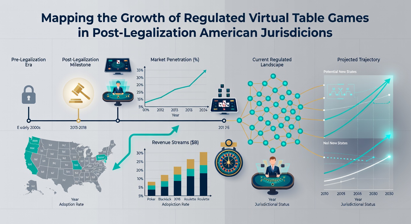 Map of US states with regulated virtual table games and local economic indicators including tax revenue and job growth