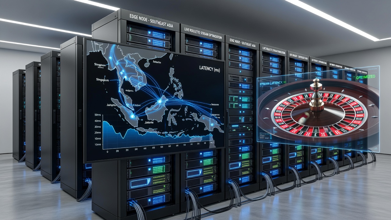 Network diagram illustrating edge server placement for live roulette across Southeast Asian markets