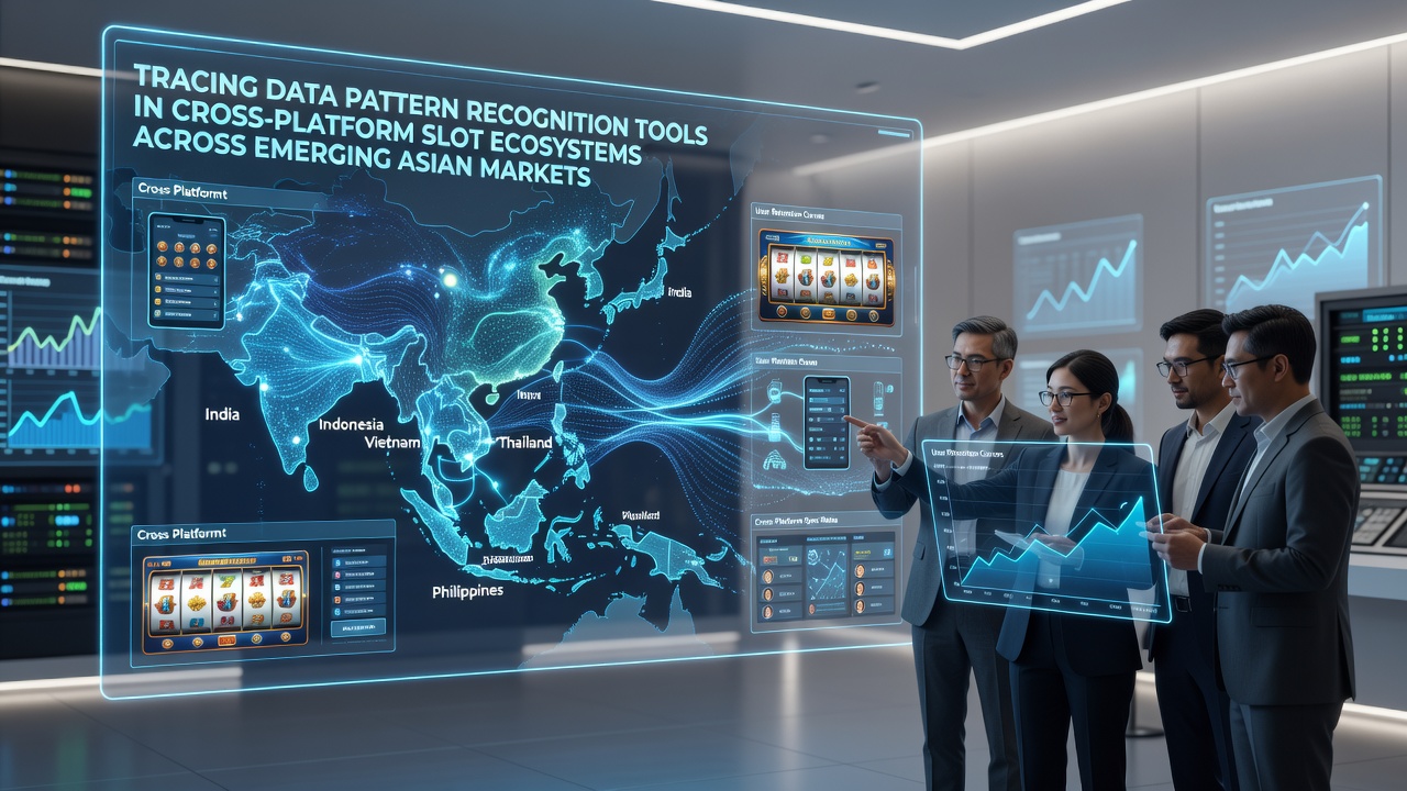 Cross-platform slot data flow diagram showing pattern recognition layers connecting mobile, desktop, and retail terminals in Asian markets